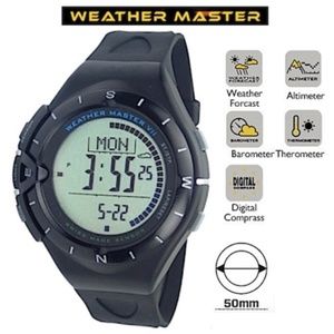 WEATHER MASTER VII SPORTS Hiking Watch Altimeter Barometer Compass - Black